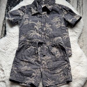 C&C California Boys XS (3-4years) Tropical Palm Print Shirt & Shorts Set